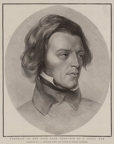 A néhai Lord Tennyson portréja fiatal férfiként alkotó: Samuel Lawrence